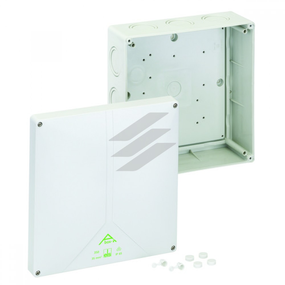 Розподільча коробка Abox-i 350-L (250х250х115), порожня, полікарбонат, введеня-14 місць (3-М20/М25, 9-М40/М50, на днищі: 2-М20/М25), IP65, Spelsberg